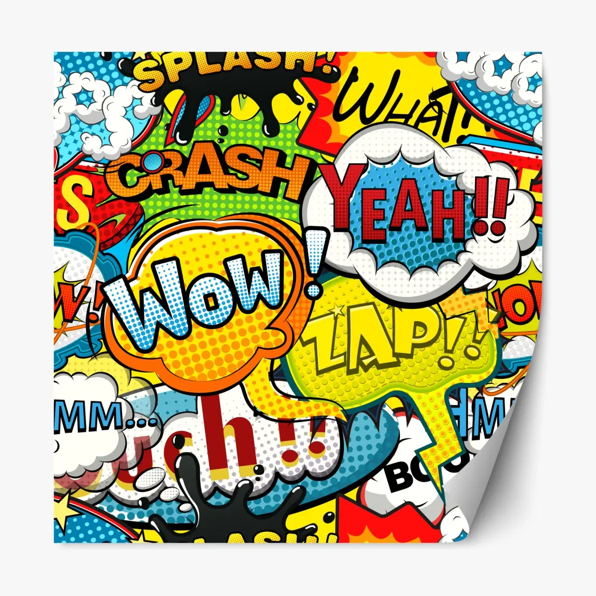 Repositionierbarer Aufkleber bunte comic pop-art-collage – Pixers®