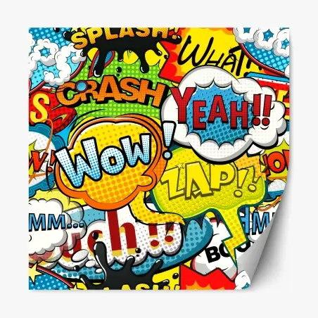 Repositionierbarer Aufkleber bunte comic pop-art-collage – Pixers®