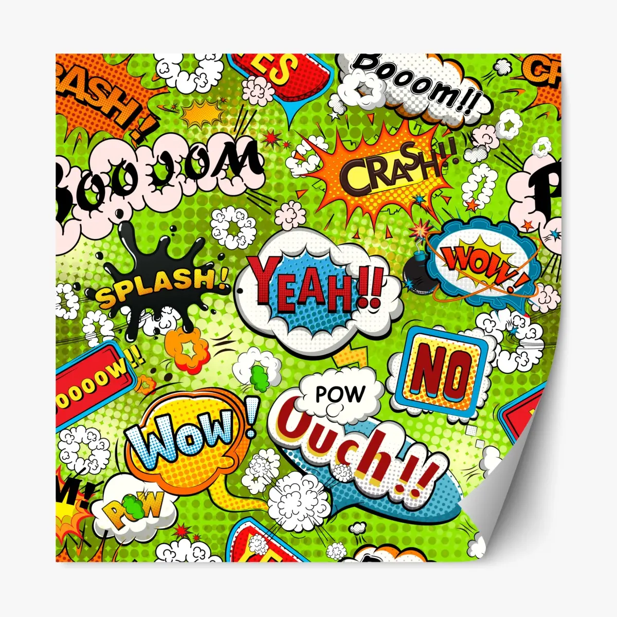 Repositionierbarer Aufkleber lebhafte pop-art-comic-collage – Pixers®