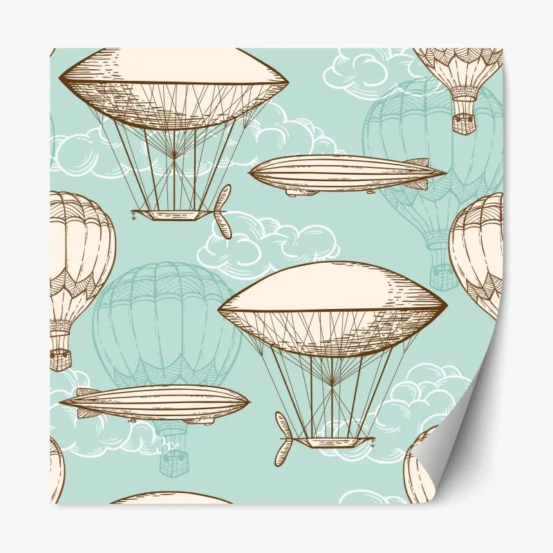 Repositionierbarer Aufkleber vintage-motiv mit luftschiffen und ballons