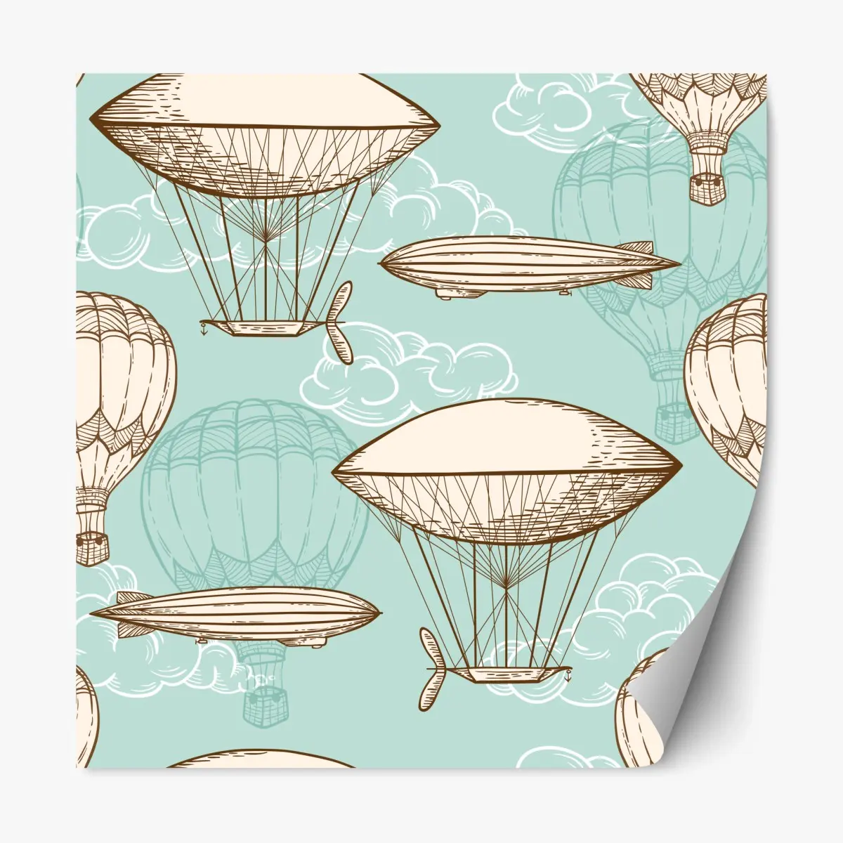 Repositionierbarer Aufkleber vintage-motiv mit luftschiffen und ballons – Pixers®