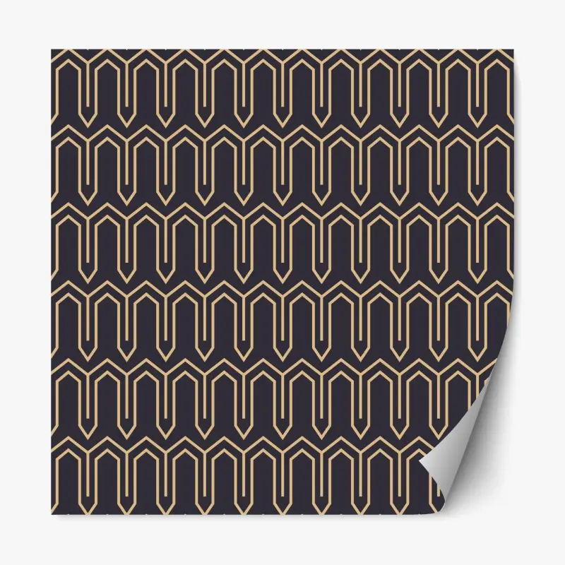 Repositionierbarer Aufkleber art deco geometrisches muster in gold und schwarz