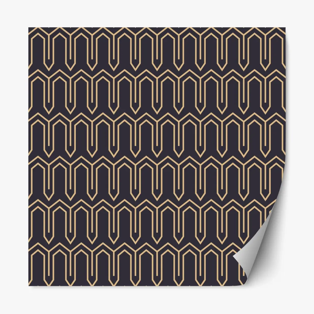 Repositionierbarer Aufkleber art deco geometrisches muster in gold und schwarz – Pixers®