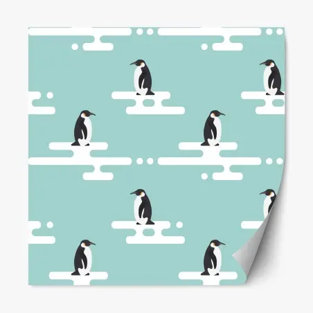 Repositionierbarer Aufkleber süßes pinguinmuster in pastell-türkis – Pixers®