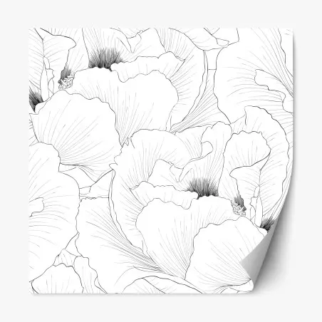 Repositionierbarer Aufkleber feine botanische linienzeichnung mit blumen – Pixers®