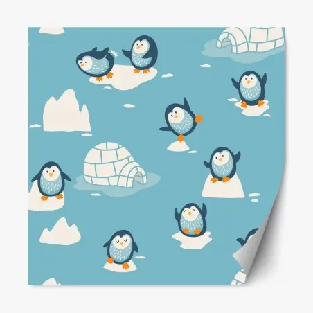 Repositionierbarer Aufkleber verspieltes pinguinmuster für kinderzimmer – Pixers®