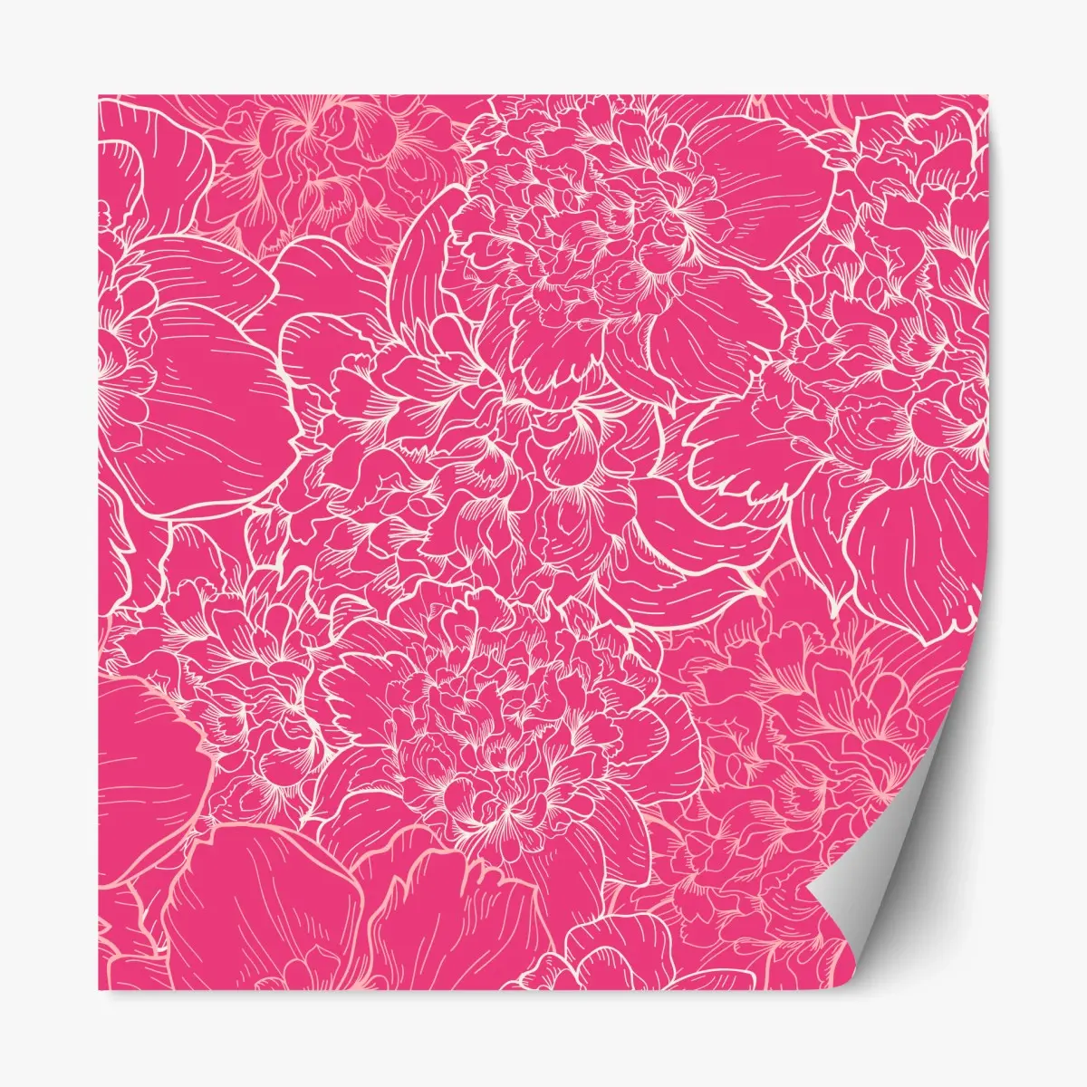 Repositionierbarer Aufkleber leuchtendes rosa pfingstrosenmuster – Pixers®