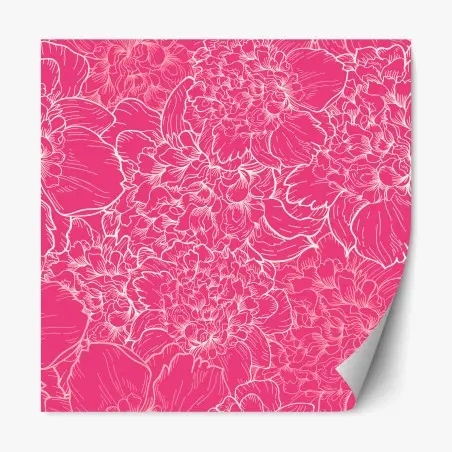 Repositionierbarer Aufkleber leuchtendes rosa pfingstrosenmuster – Pixers®