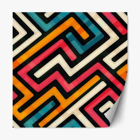 Repositionierbarer Aufkleber buntes geometrisches labyrinthmuster – Pixers®