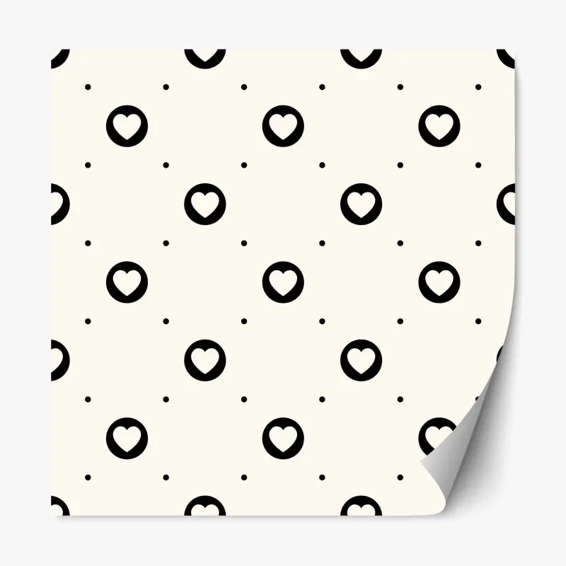 Repositionierbarer Aufkleber minimalistisches muster mit schwarzen herzen