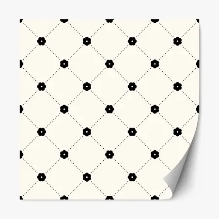 Repositionierbarer Aufkleber minimalistisches schwarzes blumen-rautenmuster – Pixers®