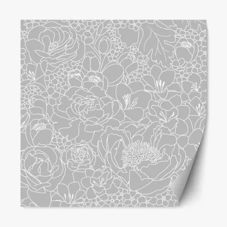 Repositionierbarer Aufkleber subtiles graues blumenlinienmuster – Pixers®