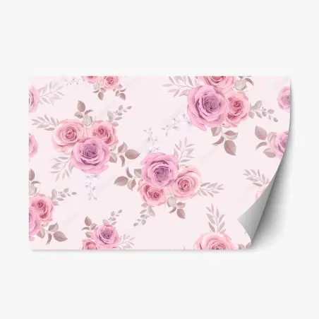 Repositionierbarer Aufkleber zartes rosa rosenmuster – Pixers®