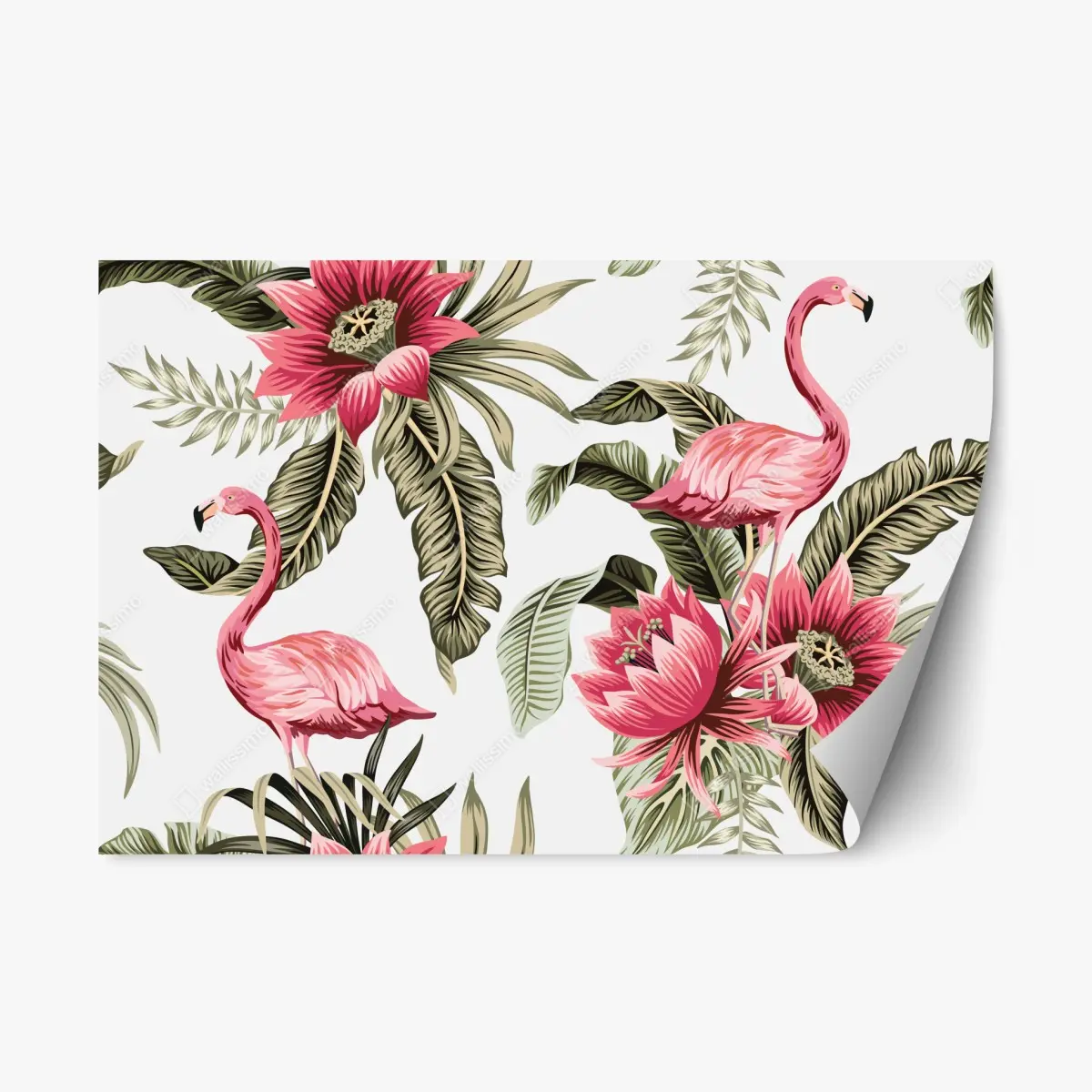 Repositionierbarer Aufkleber tropische rosa flamingos und blüten – Pixers®