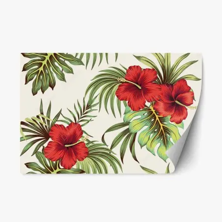 Repositionierbarer Aufkleber tropisches hibiskusmuster – Pixers®