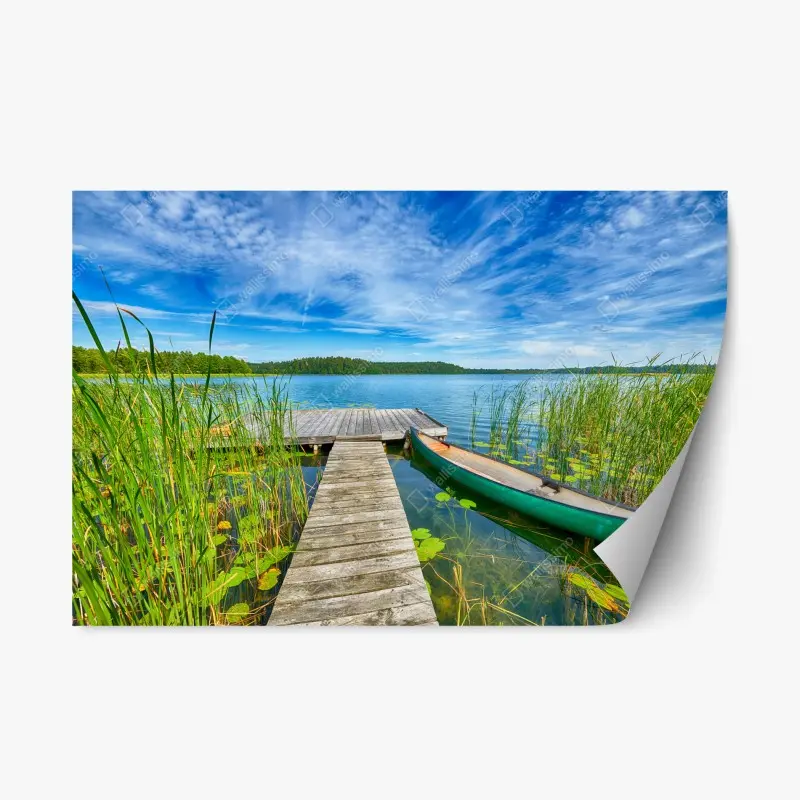 Repositionierbarer Aufkleber ruhiger sommersee in Masuren