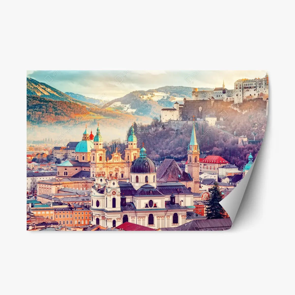 Repositionierbarer Aufkleber sonnenuntergang über Salzburgs skyline – Pixers®
