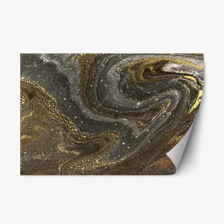 Repositionierbarer Aufkleber gold-schwarzer marmorwirbel – Pixers®