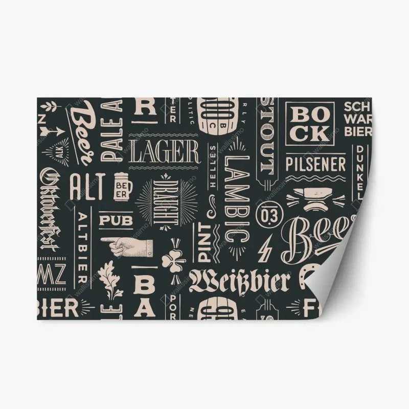 Repositionierbarer Aufkleber vintage collage mit bieretiketten