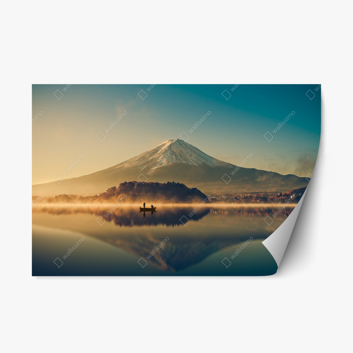 Repositionierbarer Aufkleber sonnenaufgang über Mount Fuji am Kawaguchiko-See – Pixers®