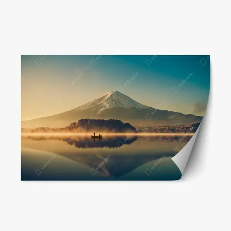 Repositionierbarer Aufkleber sonnenaufgang über Mount Fuji am Kawaguchiko-See – Pixers®