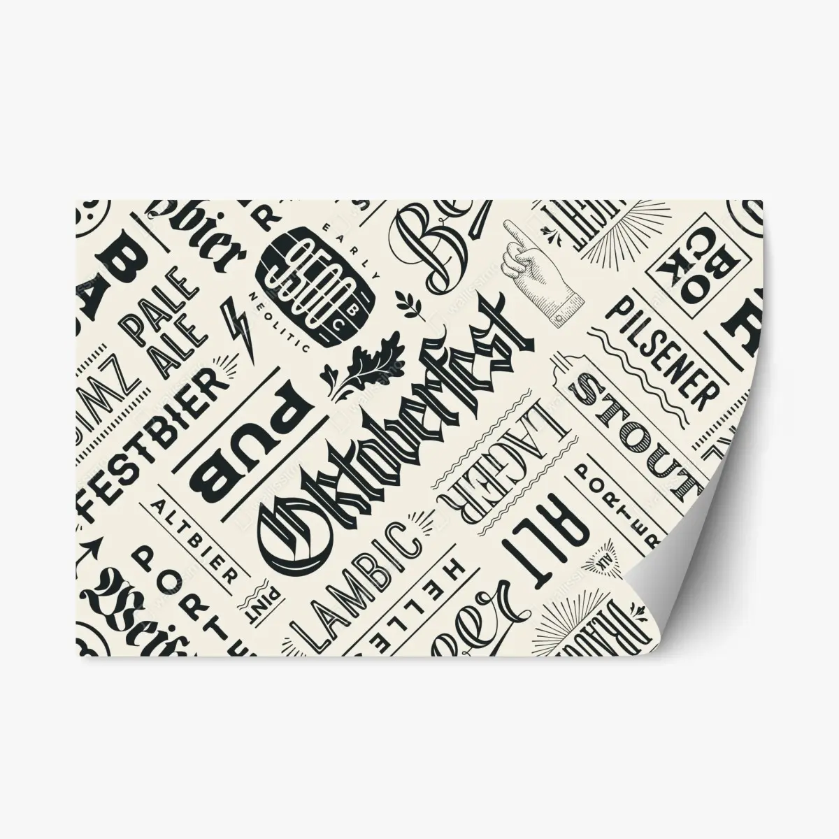 Repositionierbarer Aufkleber vintage bier etiketten typografie muster – Pixers®