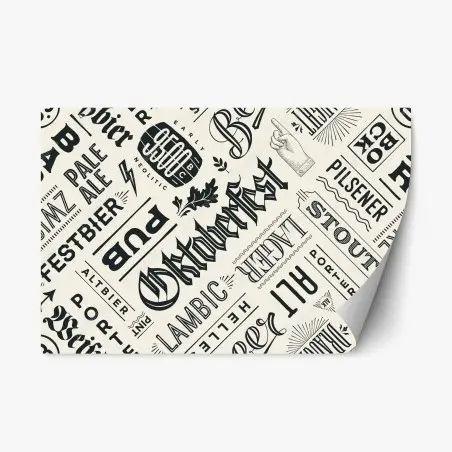Repositionierbarer Aufkleber vintage bier etiketten typografie muster – Pixers®
