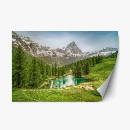 Repositionierbarer Aufkleber türkisfarbener alpensee bei Cervinia – Pixers®