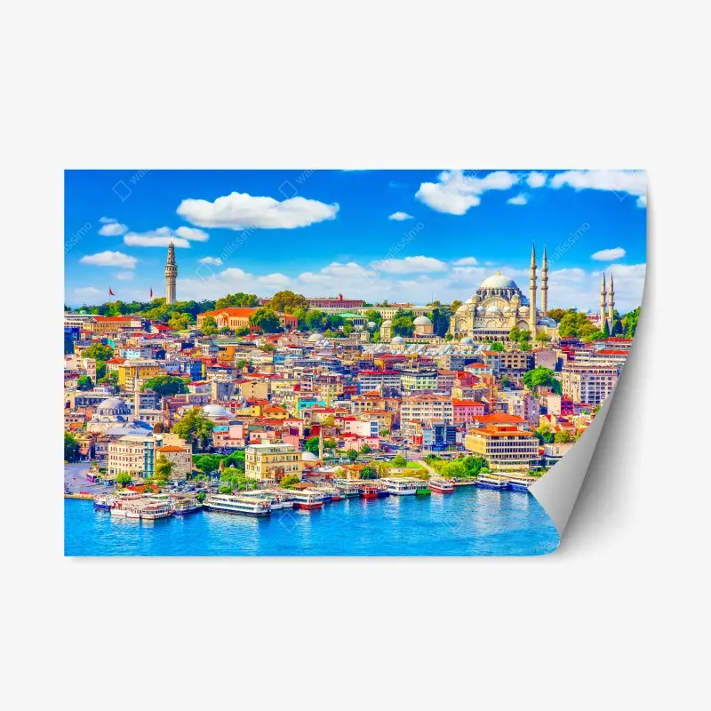 Repositionierbarer Aufkleber lebendige Skyline von Istanbul über dem Bosporus