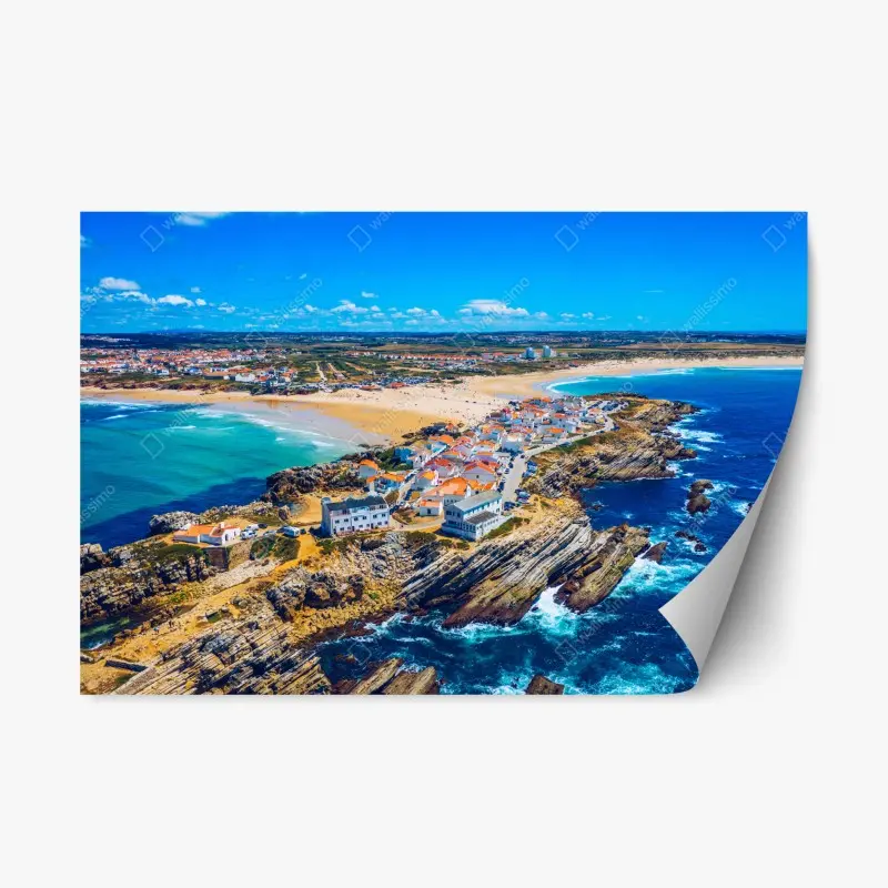 Repositionierbarer Aufkleber Baleal küste, Portugal luftaufnahme