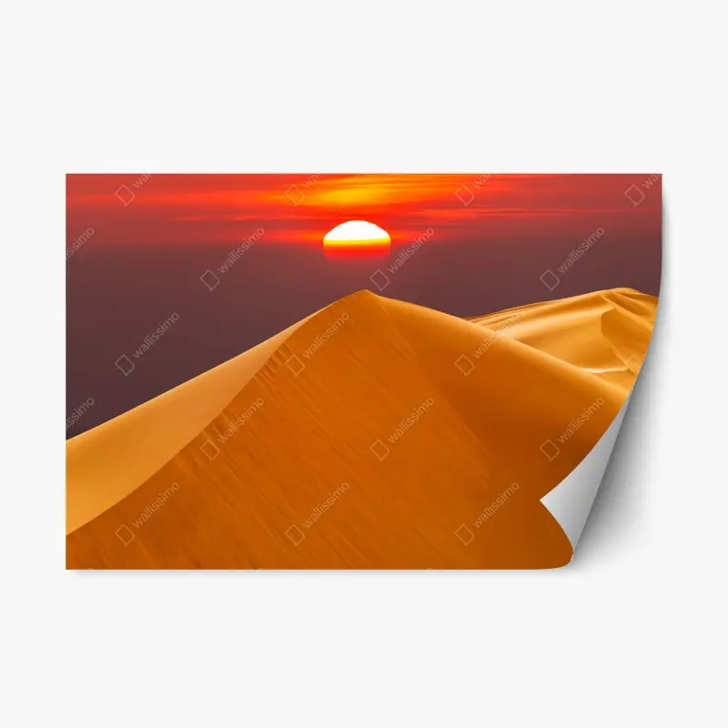 Repositionierbarer Aufkleber goldener sonnenuntergang über sanddünen