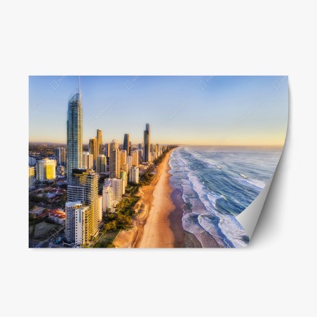 Repositionierbarer Aufkleber sonnenaufgang über Surfers Paradise skyline – Pixers®