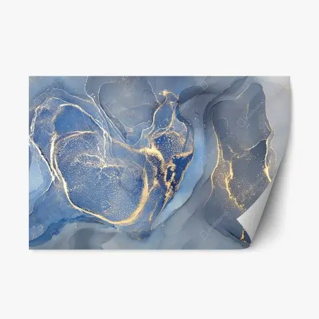 Repositionierbarer Aufkleber ozeanblauer marmor mit goldenen adern – Pixers®