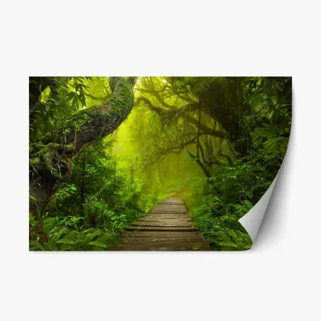 Repositionierbarer Aufkleber mystischer grüner waldpfad – Pixers®