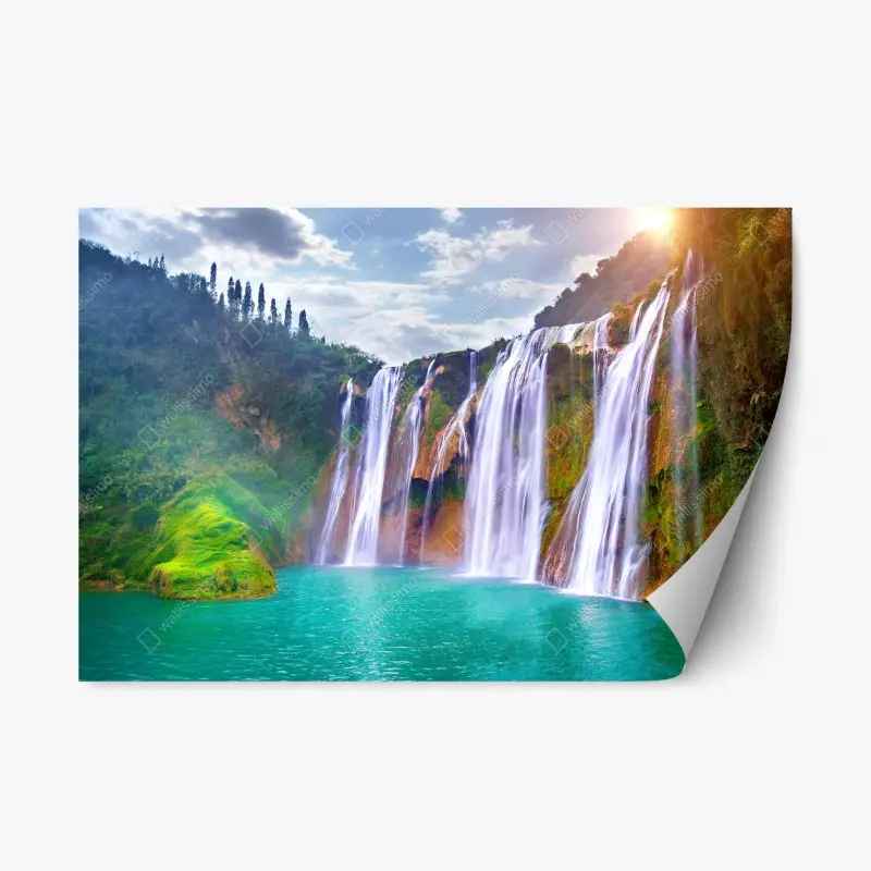Repositionierbarer Aufkleber Jiulong wasserfall türkis kaskade in Luoping, China