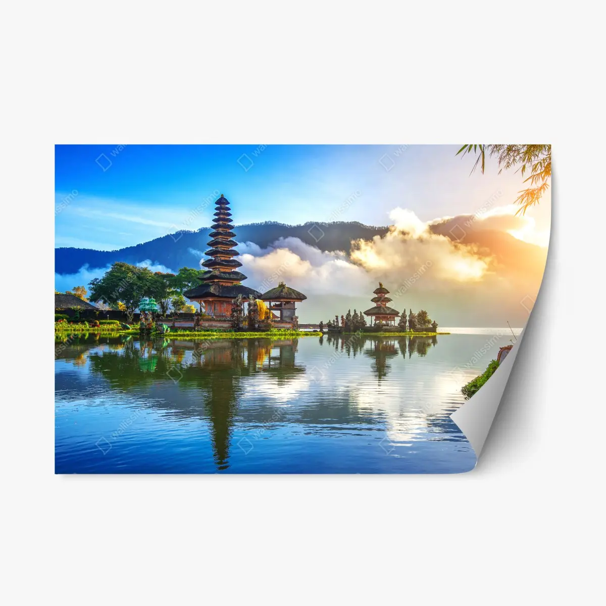 Repositionierbarer Aufkleber Pura Ulun Danu Bratan bei sonnenaufgang – Pixers®