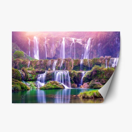 Repositionierbarer Aufkleber friedlicher wasserfall Jiulong in Luoping, China – Pixers®