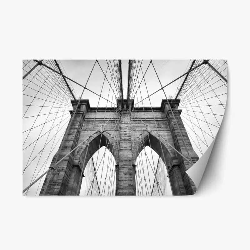 Repositionierbarer Aufkleber monochrome hängebrücke aus grafischer perspektive