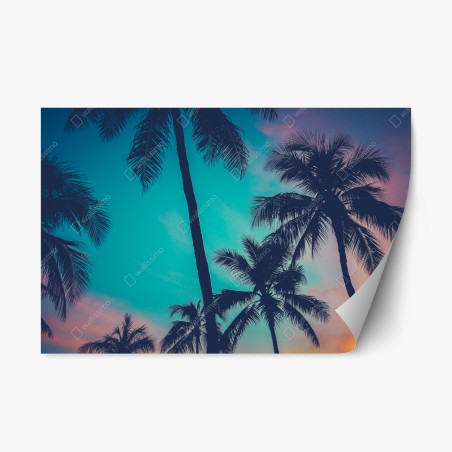 Repositionierbarer Aufkleber vintage palmen auf Hawaii bei sonnenuntergang – Pixers®