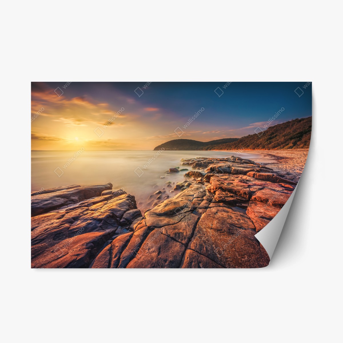 Repositionierbarer Aufkleber sonnenuntergang an Cala Violina, Toskana – Pixers®