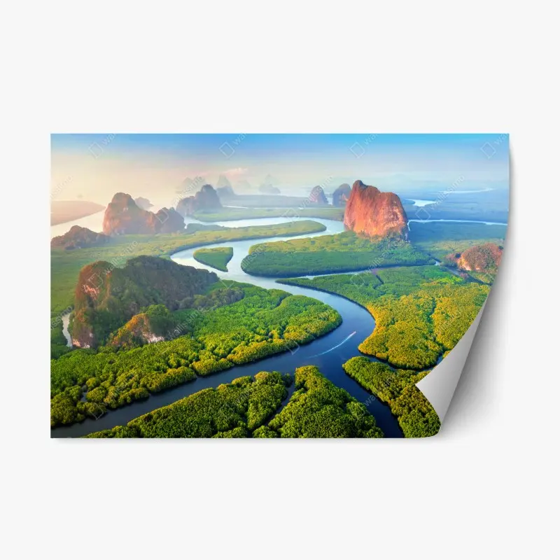 Repositionierbarer Aufkleber sonnenaufgang über der Phang Nga Bucht