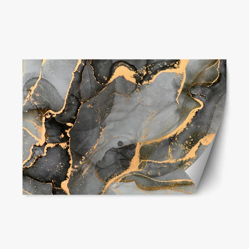 Repositionierbarer Aufkleber rauchiger grauer marmor mit goldenen adern