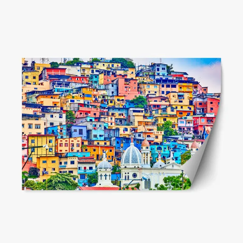 Repositionierbarer Aufkleber bunte häuser von Las Peñas am Santa Ana hügel, Guayaquil
