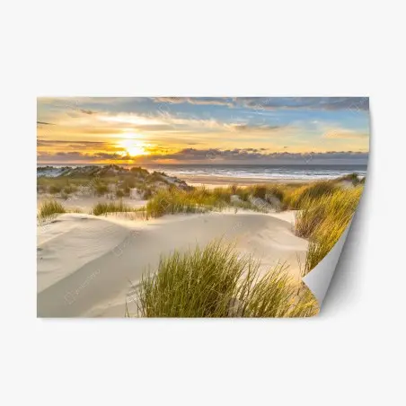 Repositionierbarer Aufkleber sonnenuntergang über den dünen von Ameland – Pixers®