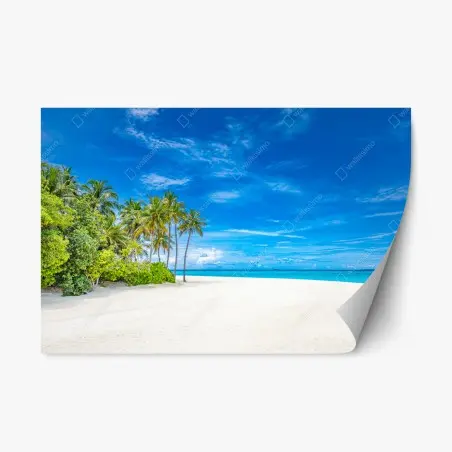 Repositionierbarer Aufkleber tropischer strand mit palmen – Pixers®