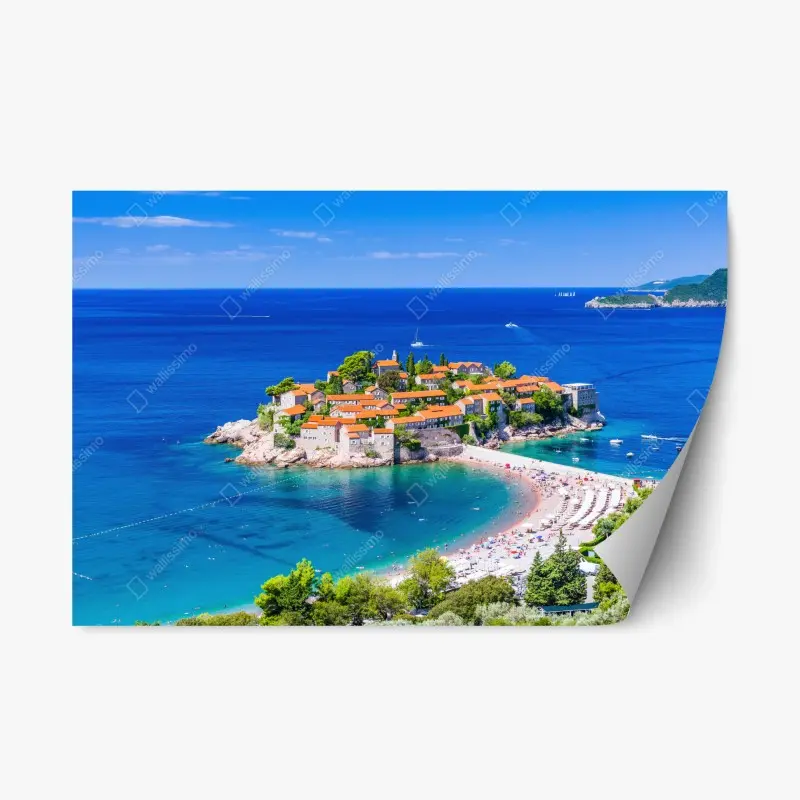 Repositionierbarer Aufkleber Sveti Stefan, Montenegro historischer inselkurort
