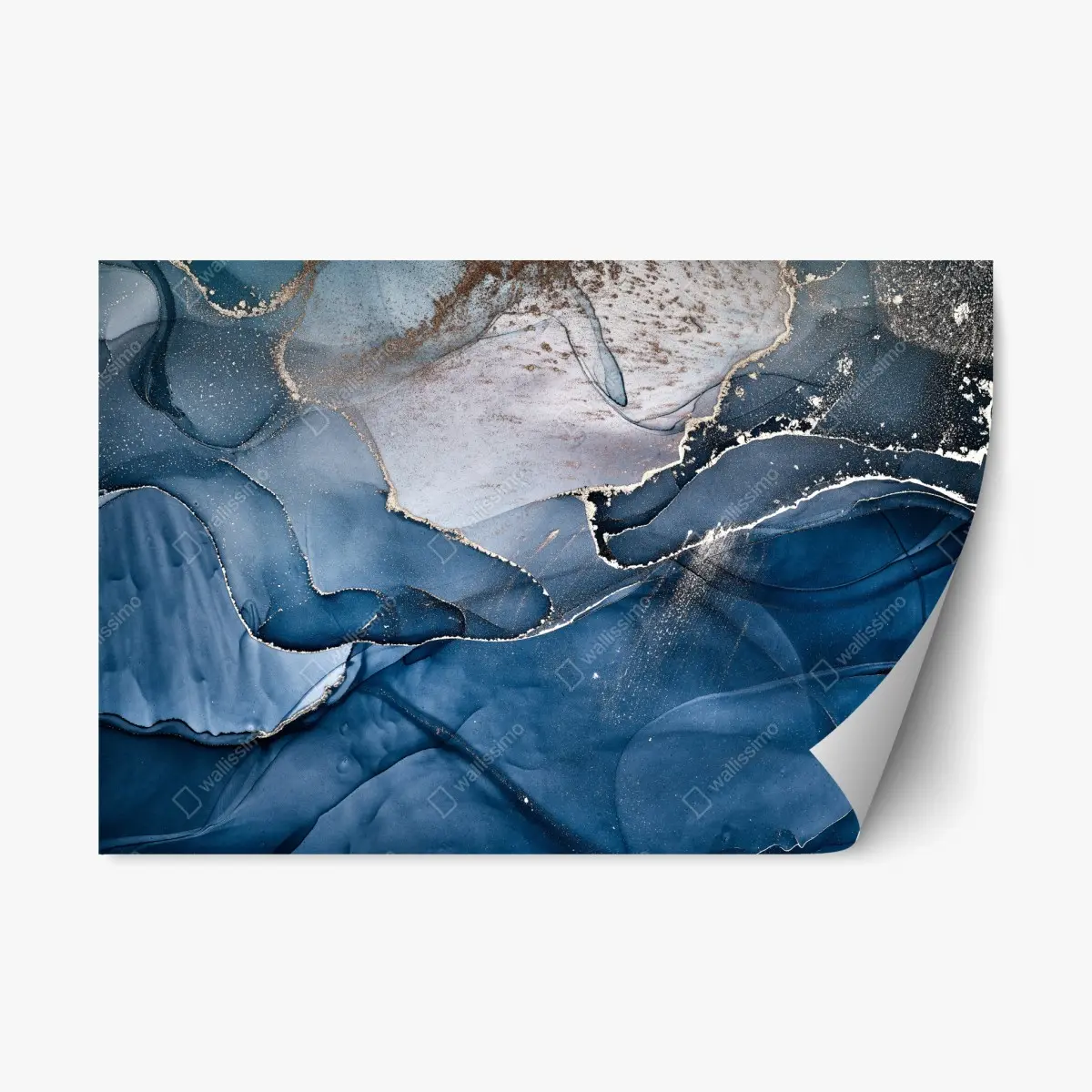 Repositionierbarer Aufkleber tiefblauer marmor abstrakt – Pixers®