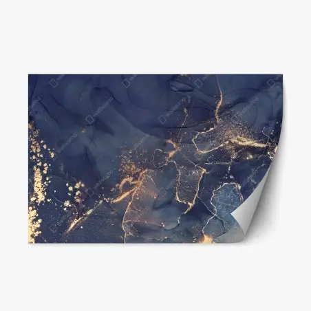 Repositionierbarer Aufkleber dunkelblaue marmor-abstraktion mit goldenen adern – Pixers®