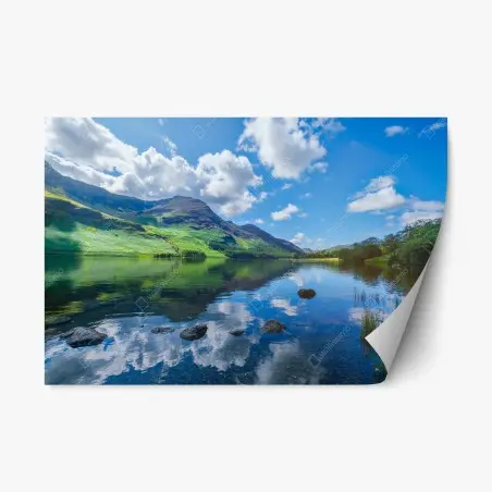 Repositionierbarer Aufkleber ruhige bergspiegelungen im Lake District – Pixers®