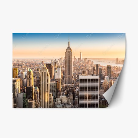 Repositionierbarer Aufkleber New York skyline bei goldenem licht – Pixers®